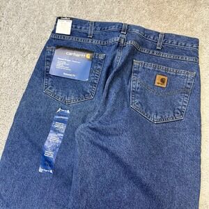 NWT Carhartt Jeans Mens Relaxed Fit Flannel Lined Straight Leg 100% Cotton 35x33
